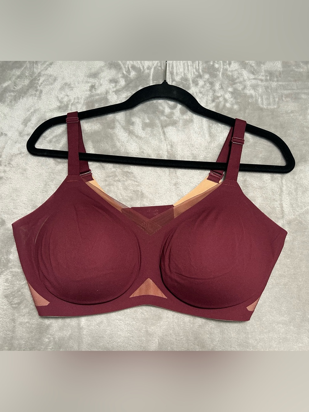 Honeylove Crossover Wireless Bra Women’s 36D/DD Wine Burgundy Nude